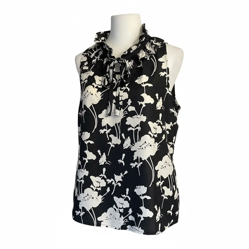 Kate Spade Black & White Silk Blouse Size 10